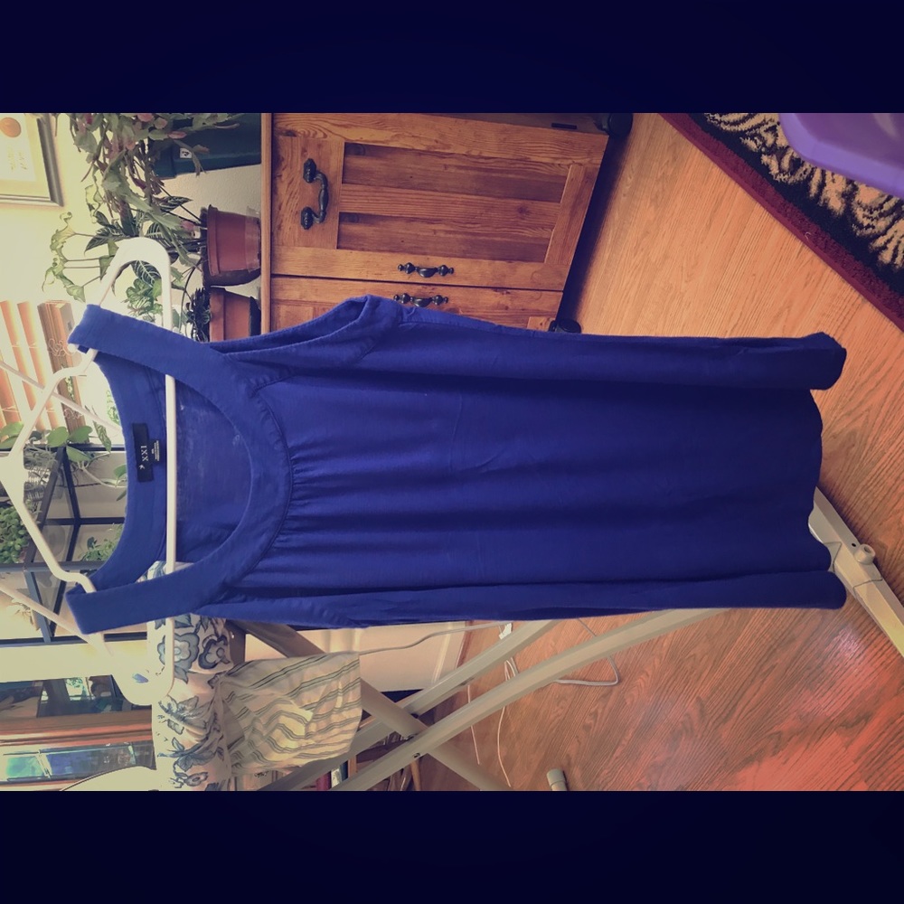 F21 indigo sleeveless tunic